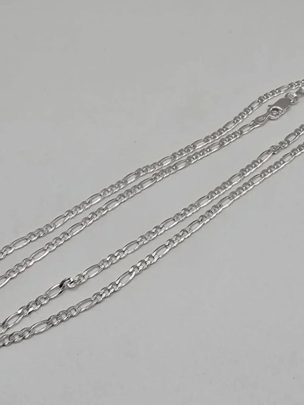 Sterling Silver 925 High Polished Figaro Chain 2.9 mm 22 inches